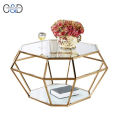 Diamond glass top modern stainless steel base side table coffee table